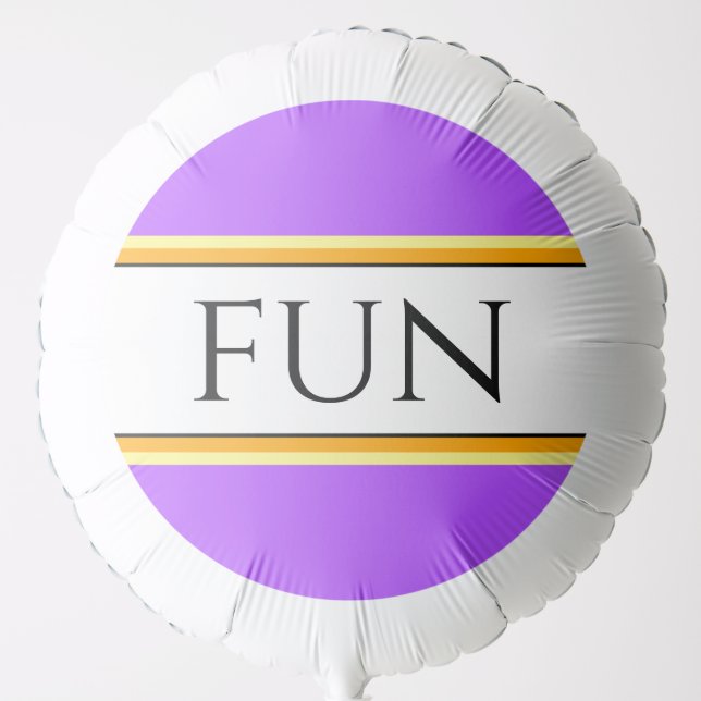 FUN Pretty Purple Orange Yellow White Stripes Balloon (Front)