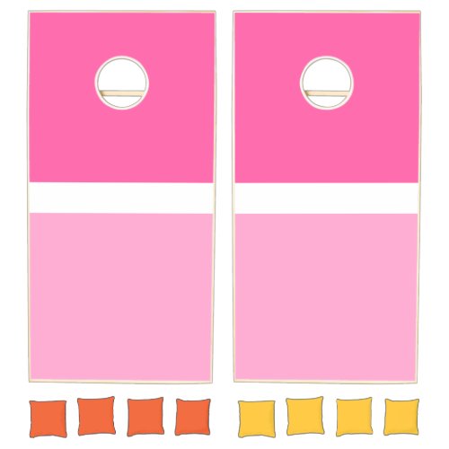 Fun Pretty Two Tone  Candy Pink White Color Blocks Cornhole Set