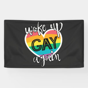 Fun pride month lgbt woke up gay again banner