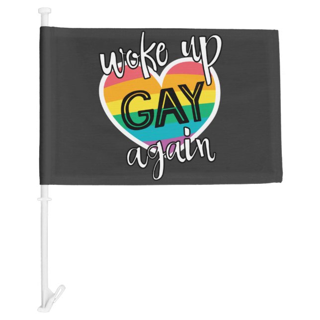 Fun pride month lgbt woke up gay again car flag (Front)
