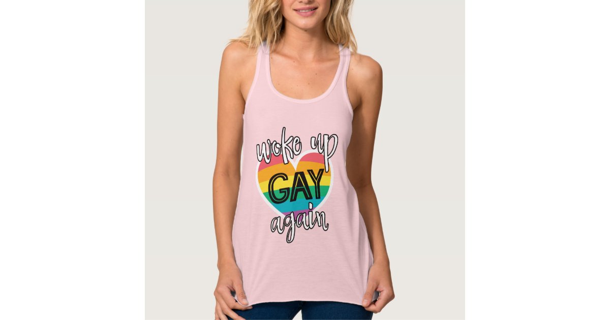 Fun pride month lgbt woke up gay again tank top | Zazzle