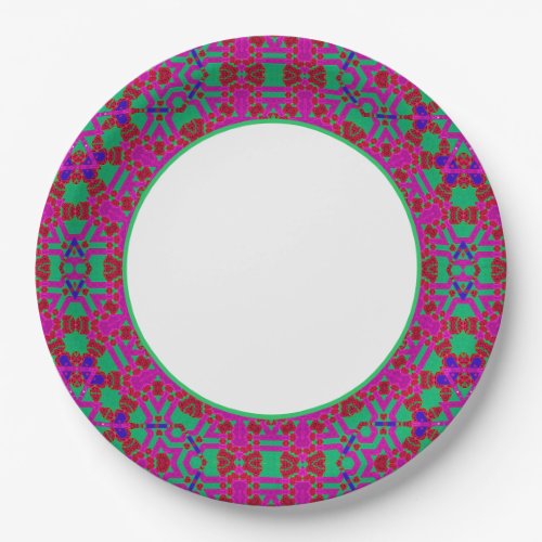 Fun Prints Mauve Green Dinnerware Paper Plates