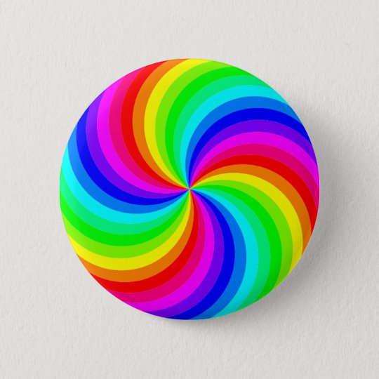 Fun psychedelic bright rainbow swirl pinwheel pinback button | Zazzle.com