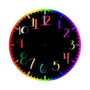 Fun psychedelic clock with colorful numbers