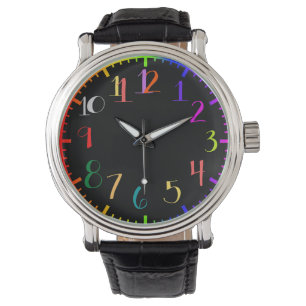Fun psychedelic look watch with colourful numbers