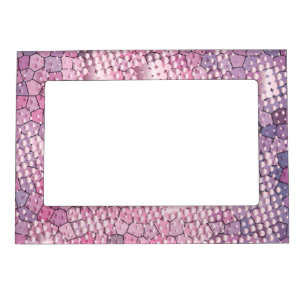 Fun Psychedelic Pink with a Splatter of Pink Dots Magnetic Picture Frame