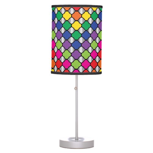 Fun Psychedelic Quatrefoil Print Pattern Table Lamp