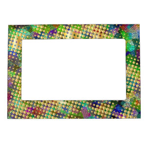 Fun Psychedelic with a Splatter of Gold Dots Magnetic Picture Frame