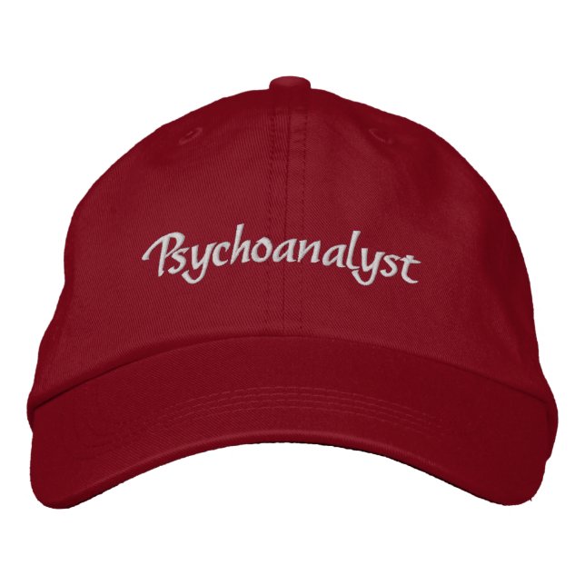 Fun Psychoanalyst Red Embroidered Baseball Cap (Front)