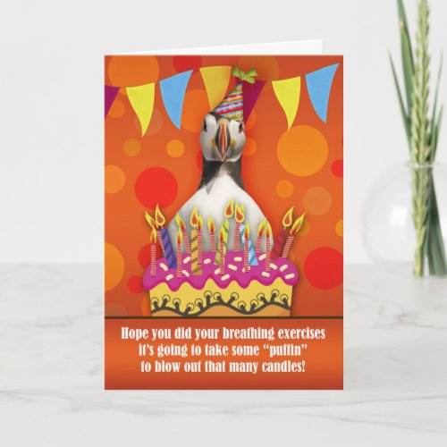 Fun Puffin Birthday Card With Birthday Cake And Ca