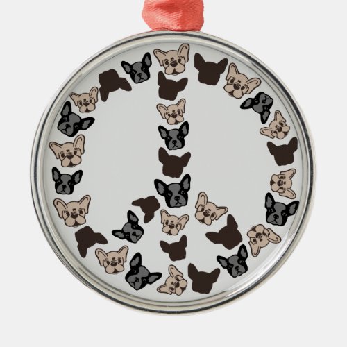 Fun Pugs Peace Symbol Hippie Style  Metal Ornament