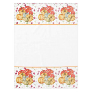 Fun Pumpkin and Apples Fall Season White Tablecloth