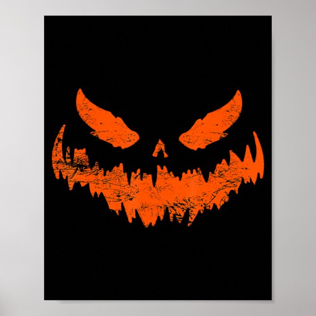 Fun Pumpkin Jack O Lantern Scary Pumpkin Face Hall Poster (Front)