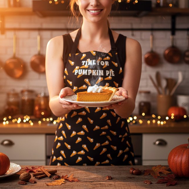 Fun Pumpkin Pie Pattern Thanksgiving Apron (Imagine yourself baking the best slice of pumpkin pie wearing this fun apron)
