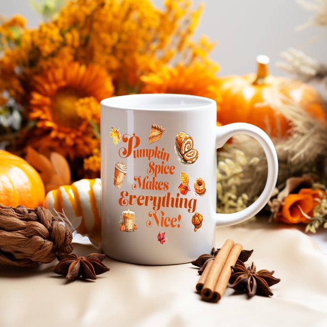 Fun "Pumpkin Spice Makes Everything Nice" Festive  Coffee Mug (Creator Uploaded)
