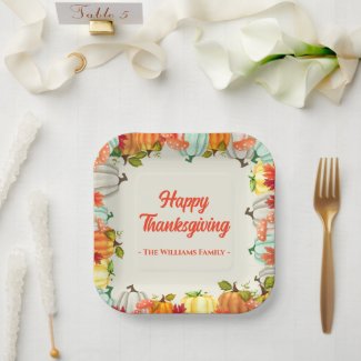 Fun Pumpkin Thanksgiving Dinner Paper Plates