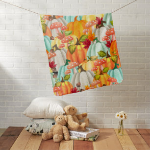 Fun Pumpkins Mushrooms And Fall Leaves Baby Blanket