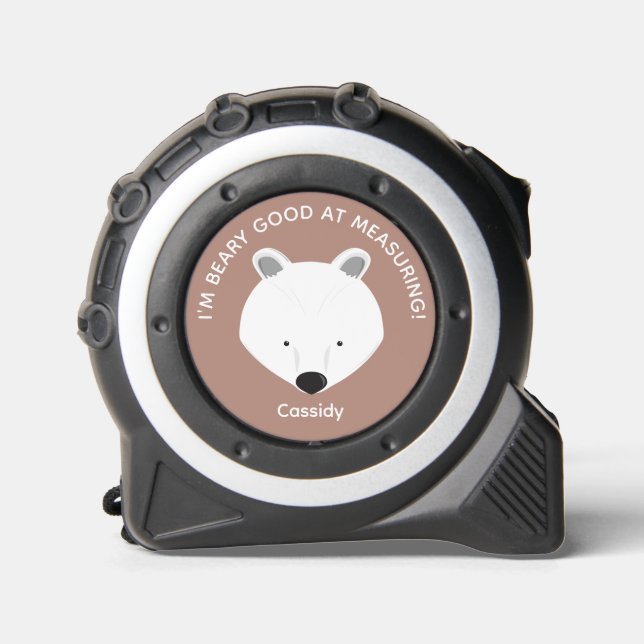 Fun Pun Cute Polar Bear Kids Name Tape Measure (Front)