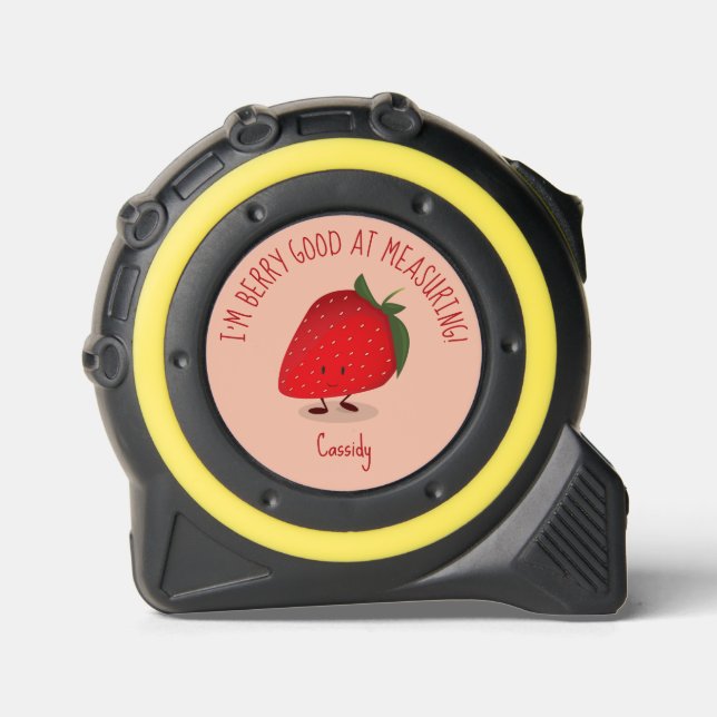 Fun Pun Food Strawberry Berry Kids Name Tape Measure (Front)