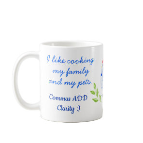 Fun Punctuation Grammar Mug Commas Mug
