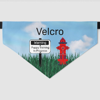 Fun Puppy Dog Bandana w Fire Hydrant Sign Pet Bandana Collar
