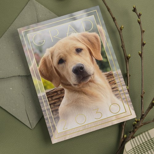 Fun Puppy School Gold Foil Graduation Announcement