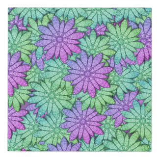 Fun Purple and Green Flowers Faux Canvas Print