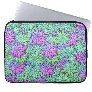 Fun Purple and Green Flowers Laptop Sleeve