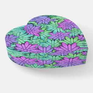Fun Purple and Green Flowers Paperweight