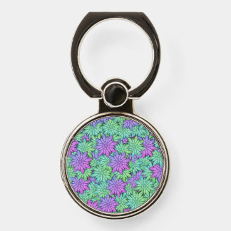 Fun Purple and Green Flowers Phone Ring Stand