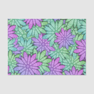 Fun Purple and Green Flowers Tissue Paper