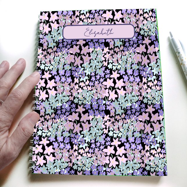 Fun Purple and Pink Flowers Custom Name Notebook (Creator Uploaded)