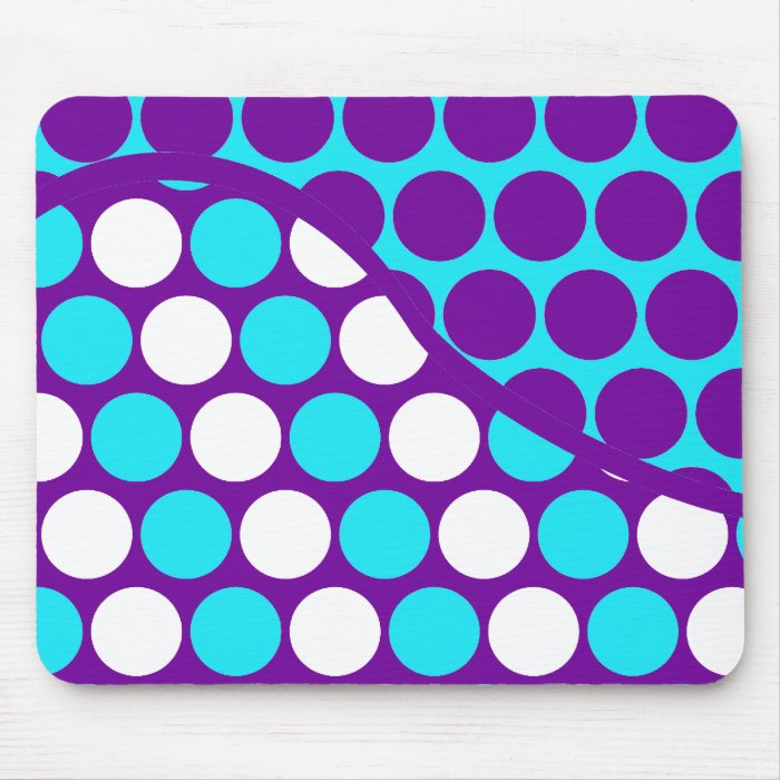 Fun Purple and Teal Polka Dot Wave Pattern Mouse Pad