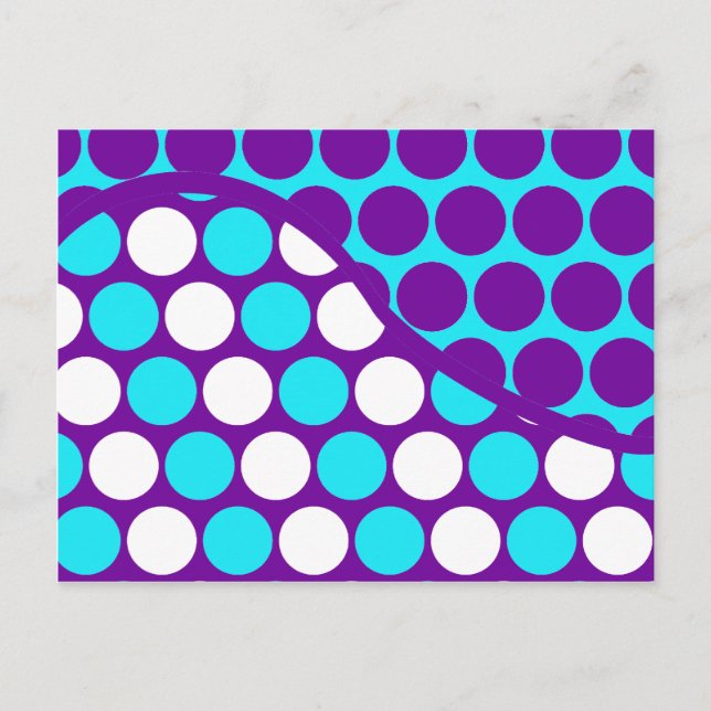 Fun Purple and Teal Polka Dot Wave Pattern Postcard (Front)