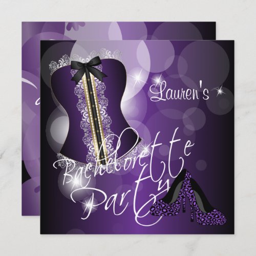 Fun Purple Bachelorette Party Invitation