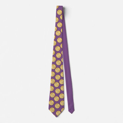 Fun Purple Bitcoin Tie with big bitcoin logo