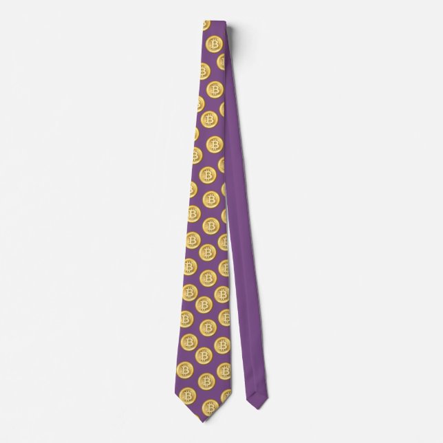 Fun Purple Bitcoin Tie with big bitcoin logo (Front)