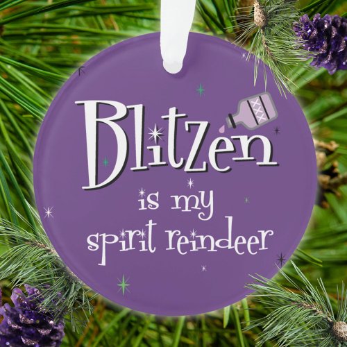Fun Purple Blitzen Spirit Reindeer Xmas Ornament