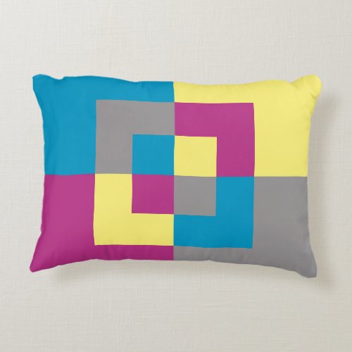 FUN Purple Blue Yellow Gray Puzzle Pattern   Accent Pillow
