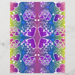 Fun Purple, blue, yellow Whimsical Hearts pattern