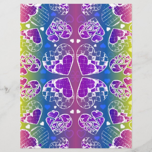 Fun Purple, blue, yellow Whimsical Hearts pattern (Front)