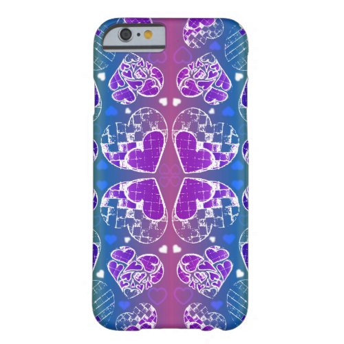 Fun Purple blue yellow Whimsical Hearts pattern Barely There iPhone 6 Case