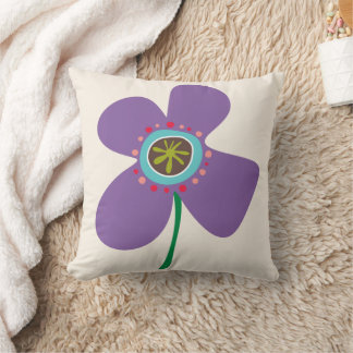 Fun Purple Daisy Pop Cute Summer Flowers Pattern Throw Pillow