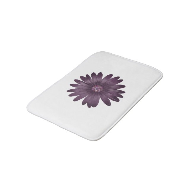 Fun purple daisy with glitter center bath mat (Angled)