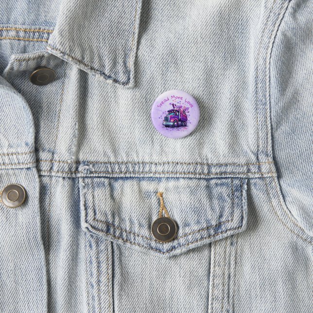 Fun Purple Dump Truck Spreading Love  Button (In Situ)