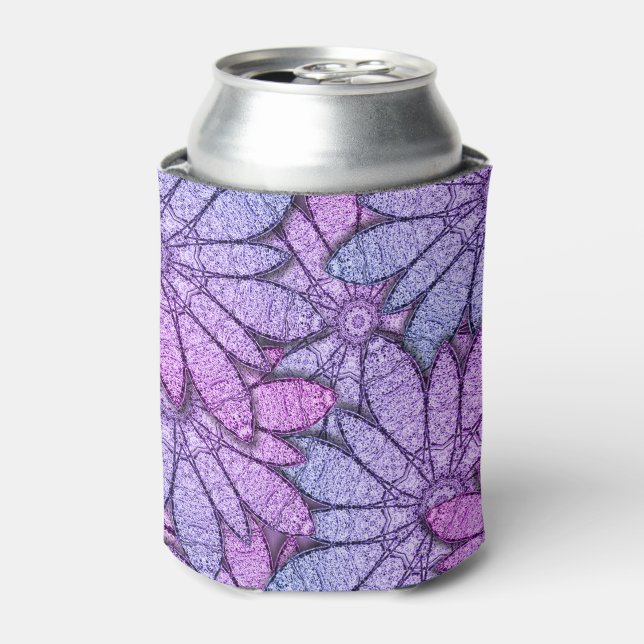 Fun Purple Flowers Can Cooler (Can Front)