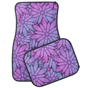 Fun Purple Flowers Car Floor Mat