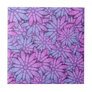 Fun Purple Flowers Ceramic Tile