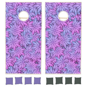 Fun Purple Flowers Cornhole Set
