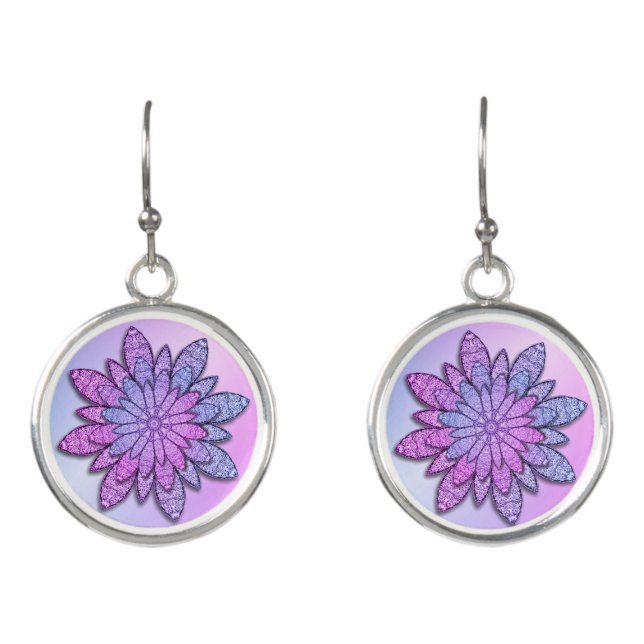 Fun Purple Flowers Earrings (Front)